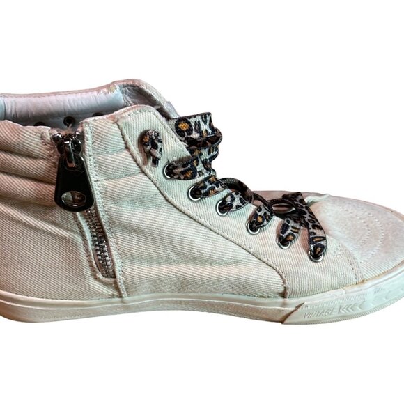 Vintage Havana High Top Sneakers Silver Tone Star Studs Side Zip Women's Size‎ 6 - Picture 4 of 10